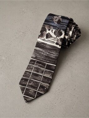 Emilio Pucci Imported Italian Silk Abstract Floral Designer Tie Brown Blue